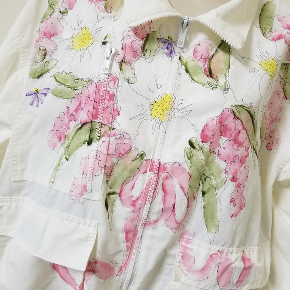 Vtg Windbraker Floral Bow Paint Jacket Starbus - Picture 2 of 4
